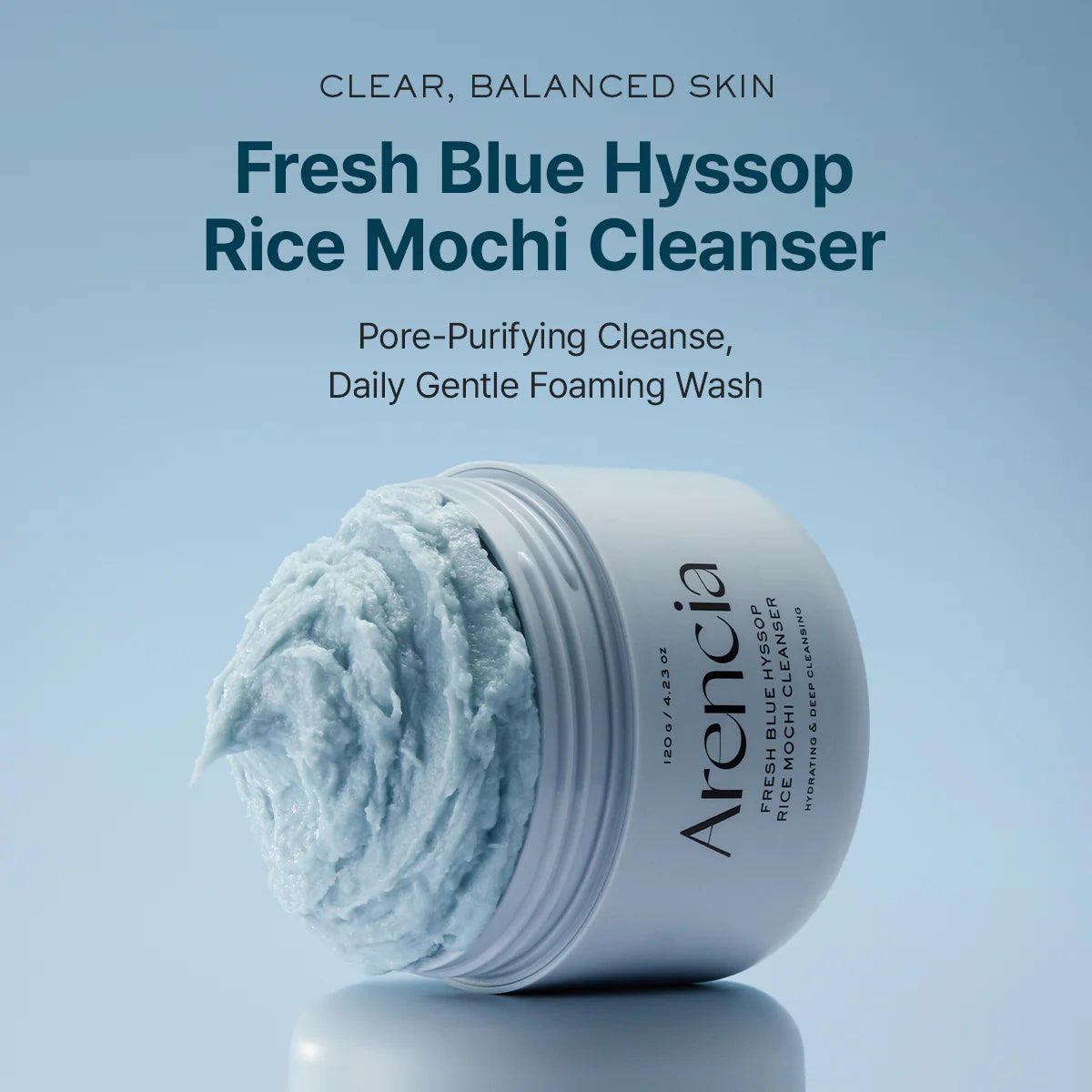 Arencia Fresh Blue Hyssop Rice Mochi Cleanser - Hanyori Skin