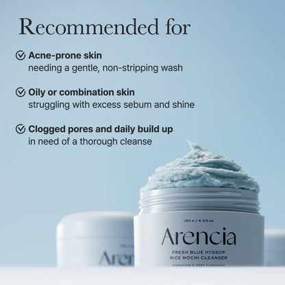Arencia Fresh Blue Hyssop Rice Mochi Cleanser - Hanyori Skin